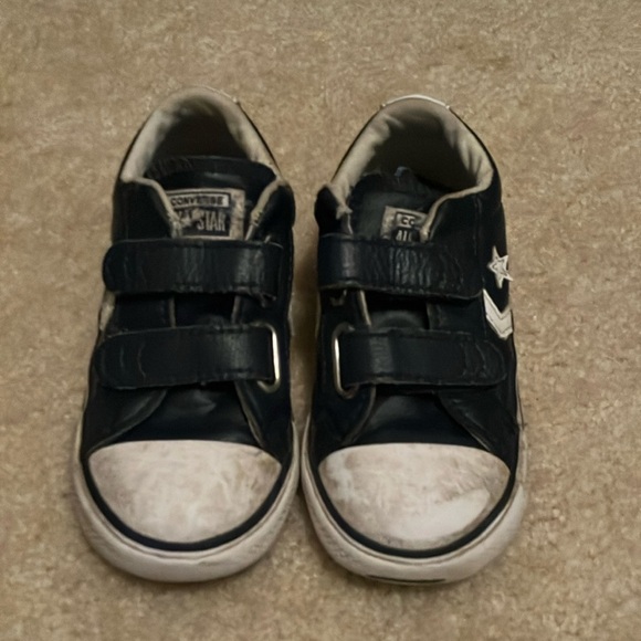 Converse Kids Navy Leather Sneakers - Picture 1 of 6